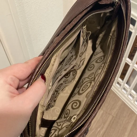 Brighton Dark Brown and Black Leather Woven Bag - Picture 6 of 8